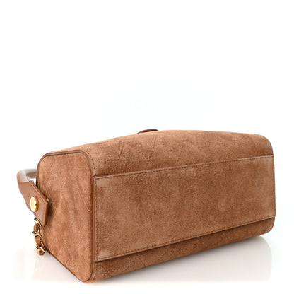 Chanel Suede Quilted Turn Around Clutch With Chain Camel 4 of 10