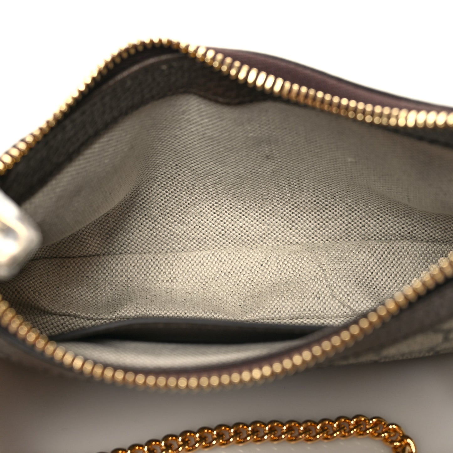 GG Supreme Monogram Textured Dollar Calfskin Mini Ophidia Chain Bag Beige Ebony