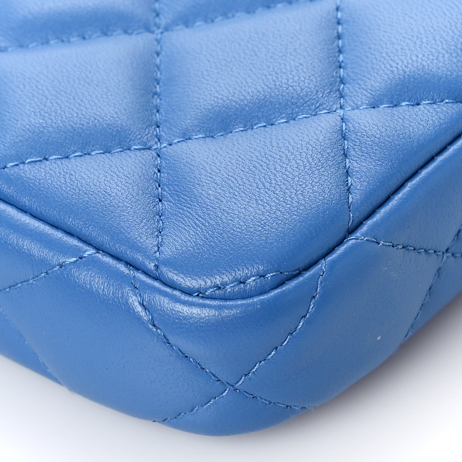 Chanel Lambskin Quilted Small Clutch With Chain Blue 9 of 10