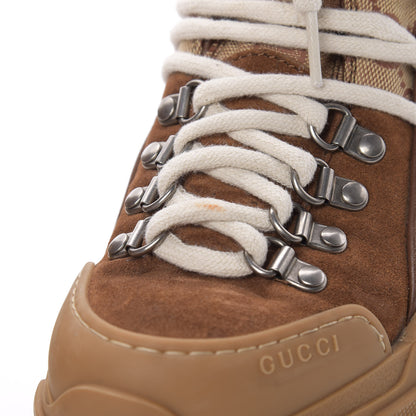 Gucci X SEGA Suede Calfskin GG Monogram Womens Flashtrek High-Top Sneakers 35 New Cuir Beige Ruggine 11 of 12