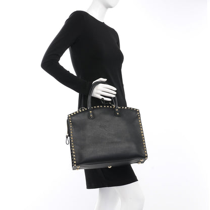 Valentino Garavani Vitello Rockstud Dome Shopper Black 2 of 16