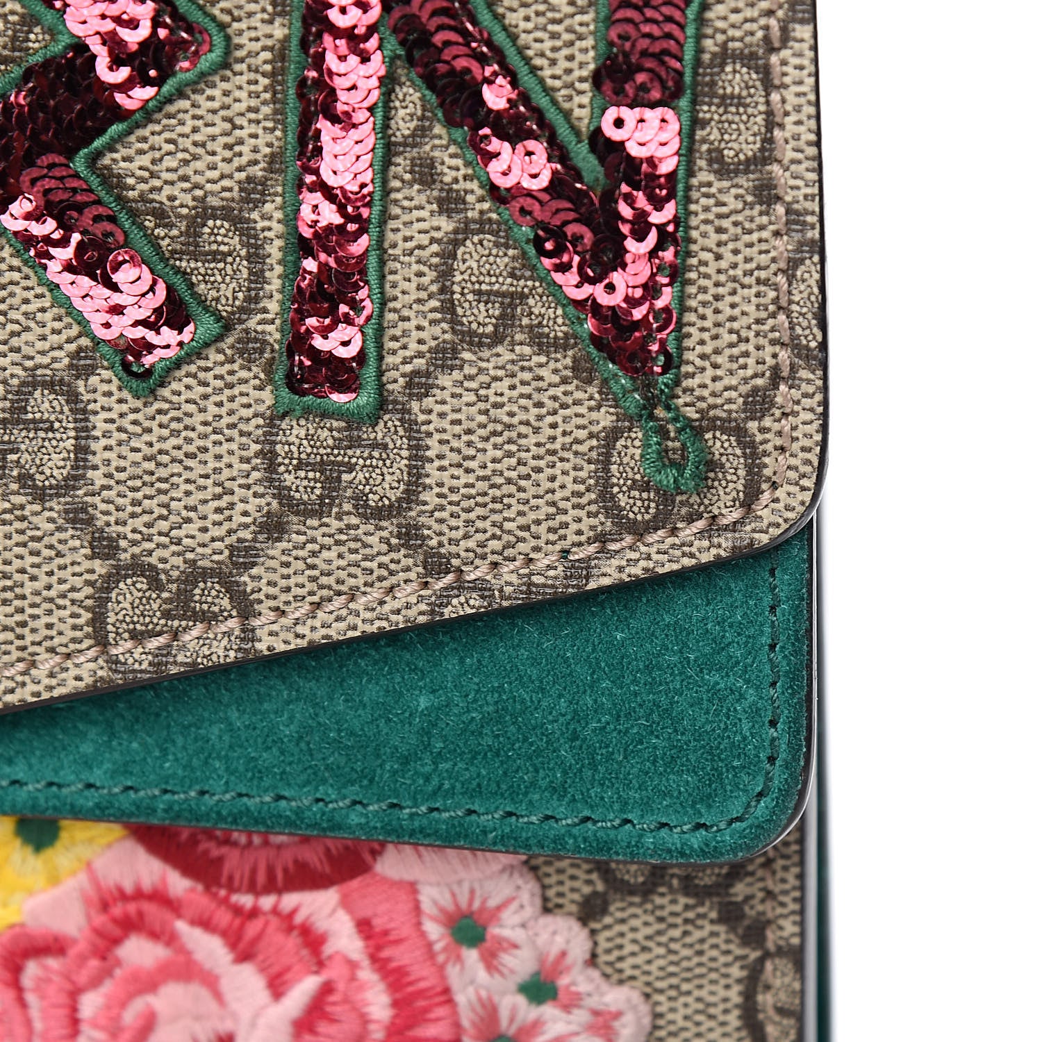 Gucci GG Supreme Monogram Embroidered Medium Dionysus Shoulder Bag Emerald 10 of 11