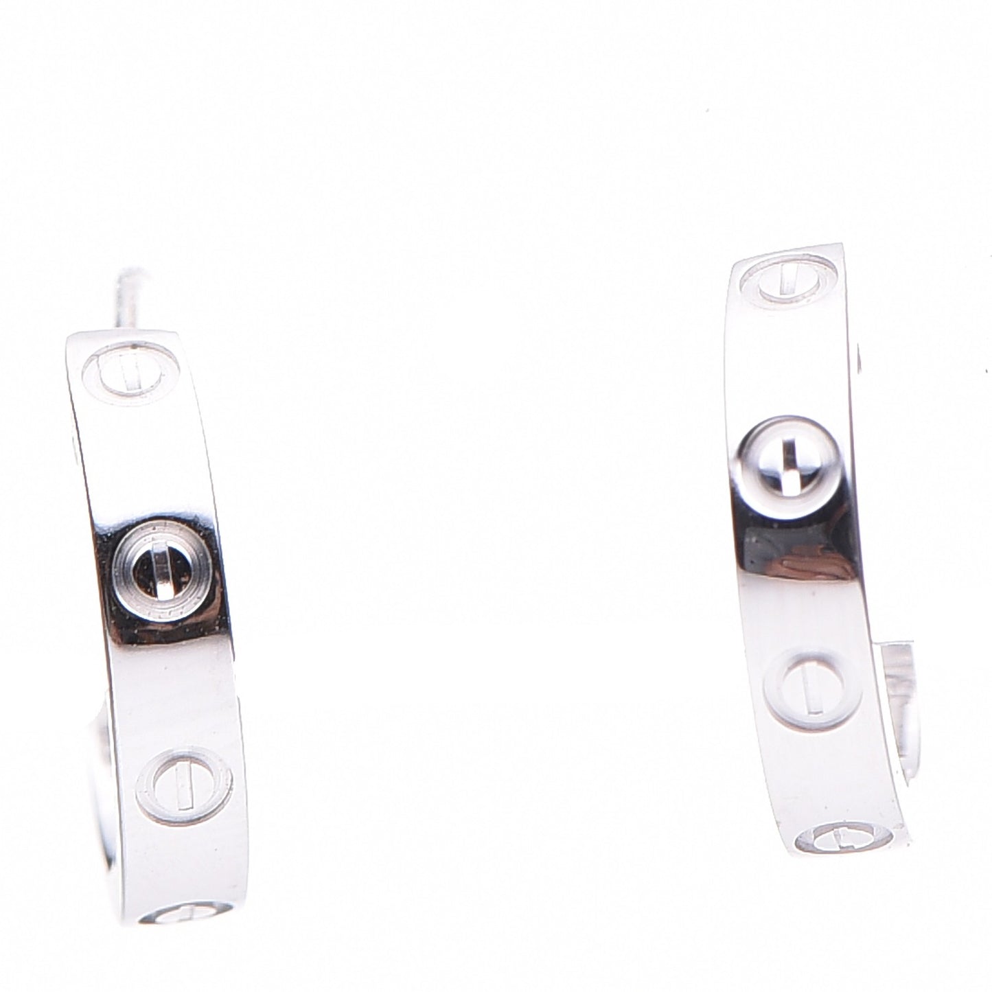 18K White Gold Small LOVE Hoop Earrings