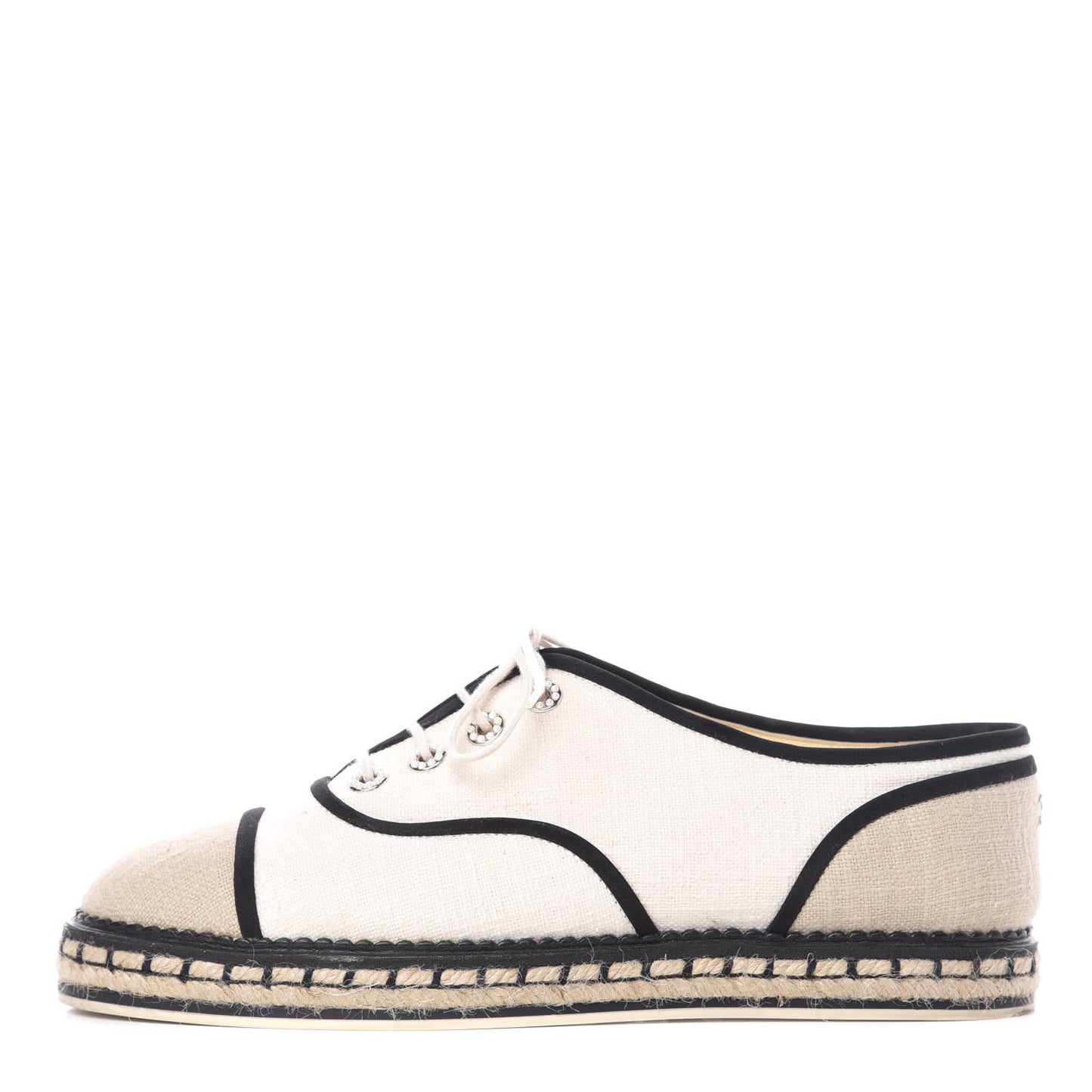 Cotton Lace Up Espadrilles 41.5 Light Beige