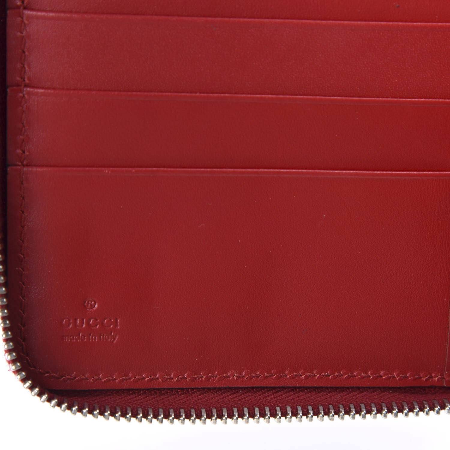 Gucci Guccissima Signature Zip Around Organizer Wallet Hibiscus Red 8 of 10