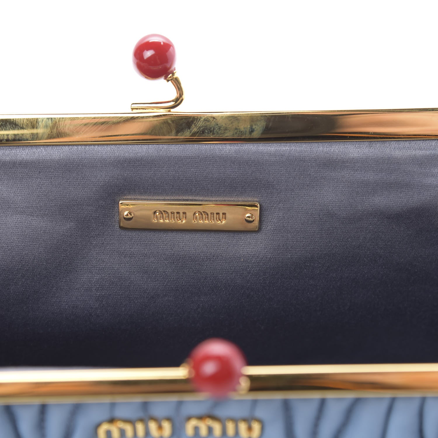 Miu Miu Matelasse Lux Kiss Lock Clutch Astrale 6 of 8