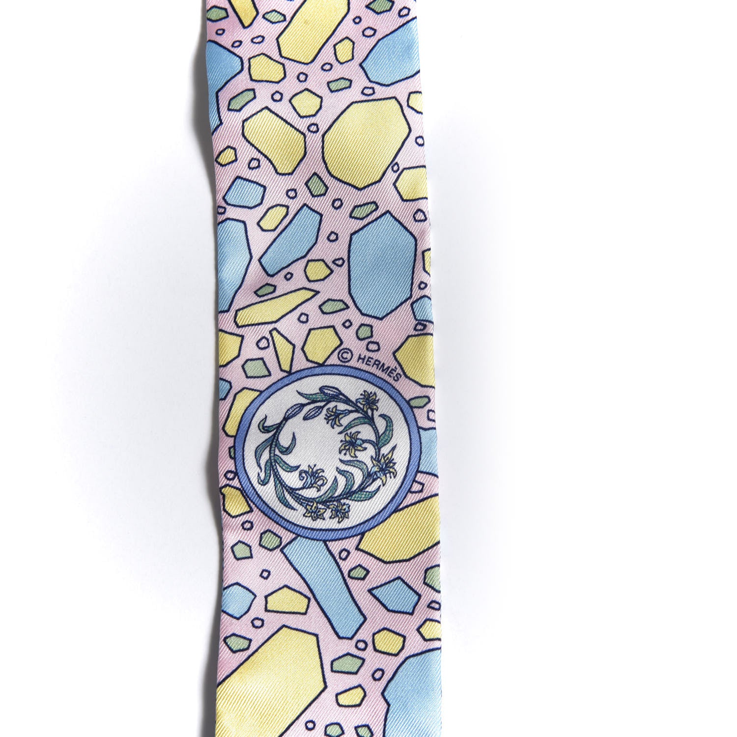 Hermes Silk La Danse Des Amazones Twilly Rose Pale Bleu Jaune 3 of 6