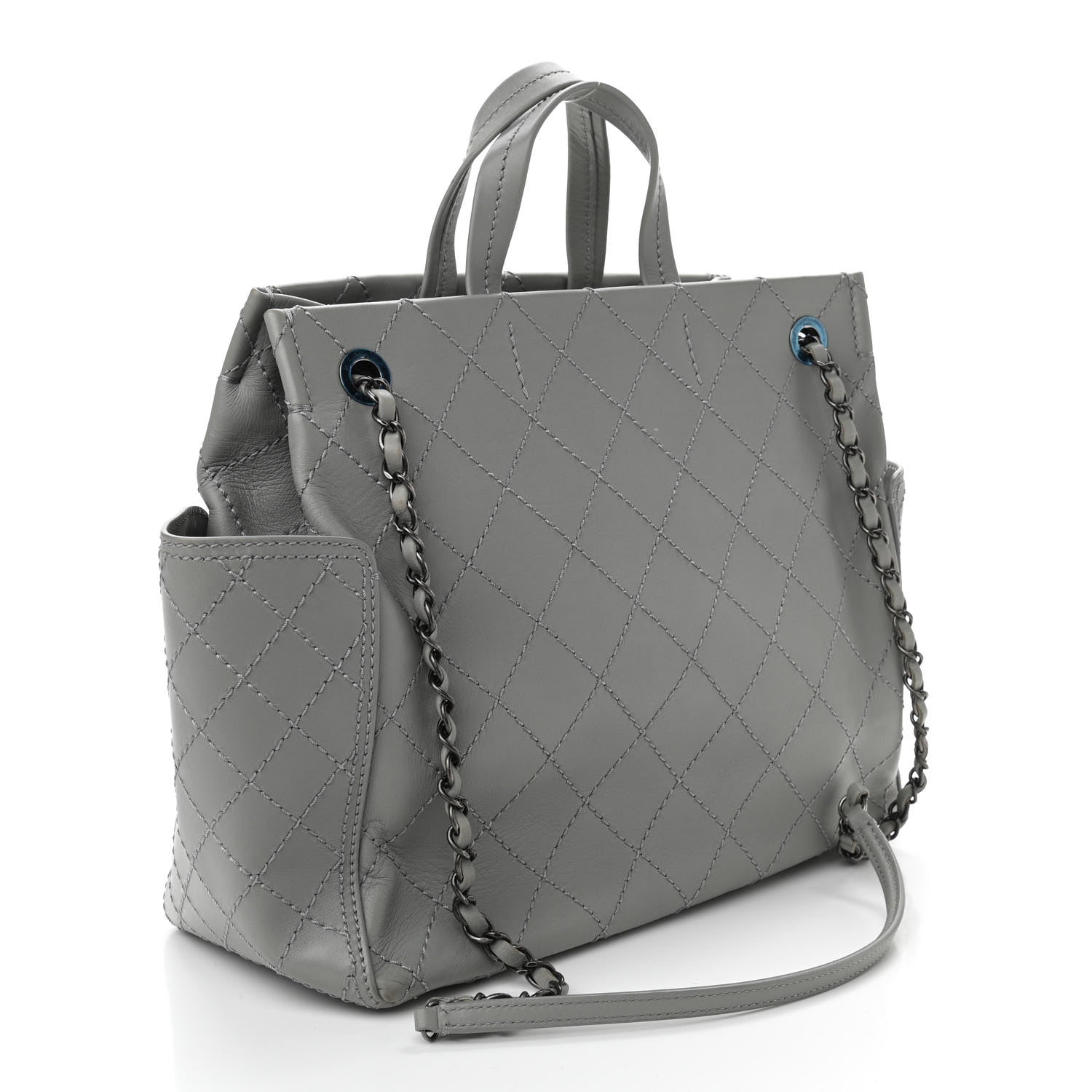 Chanel Grained Calfskin Small CC Pocket Tote Grey 3 of 11