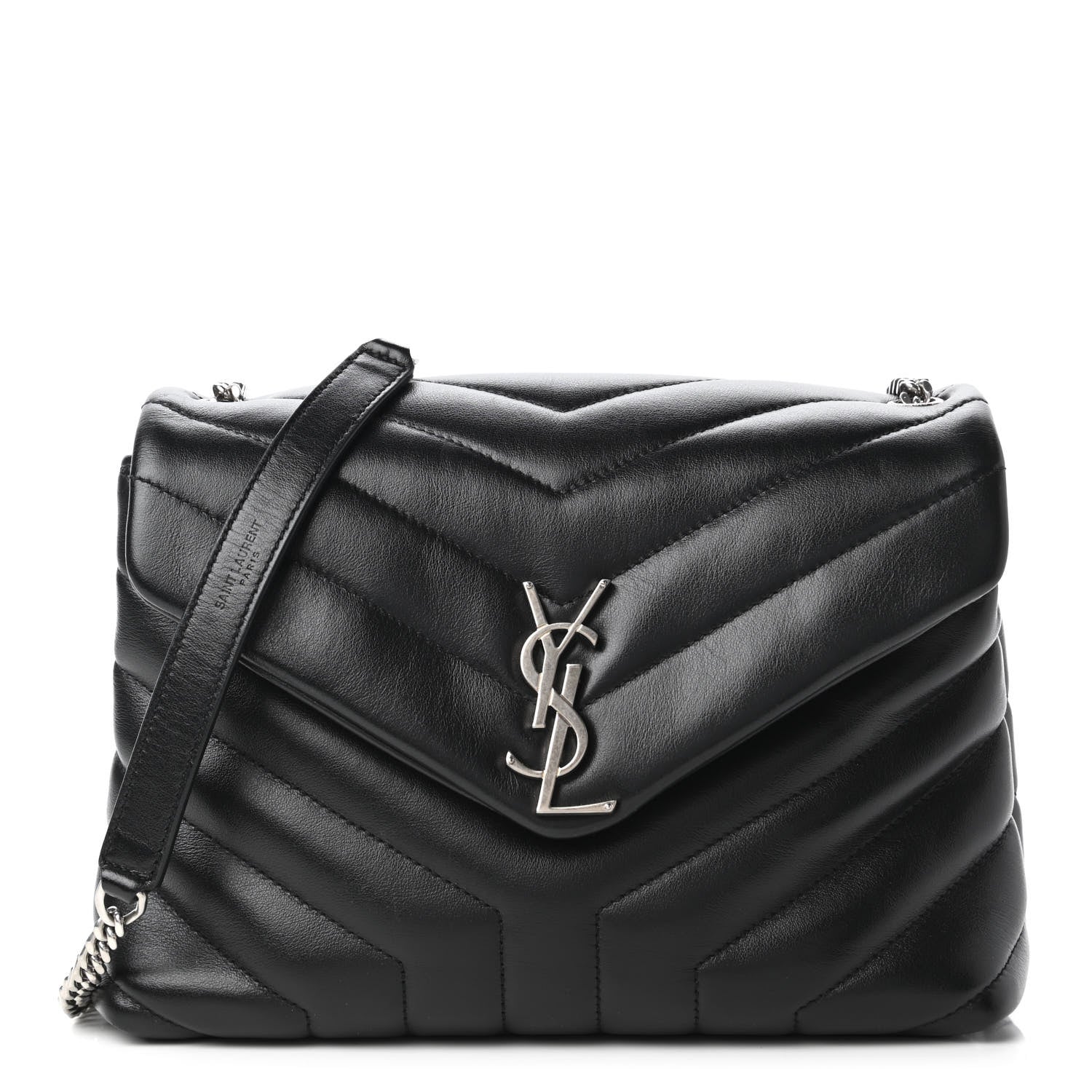 Saint Laurent Calfskin Y Quilted Monogram Small Loulou Chain Satchel Black 1 of 10
