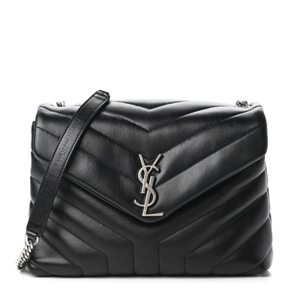 Saint Laurent Calfskin Y Quilted Monogram Small Loulou Chain Satchel Black 1 of 10