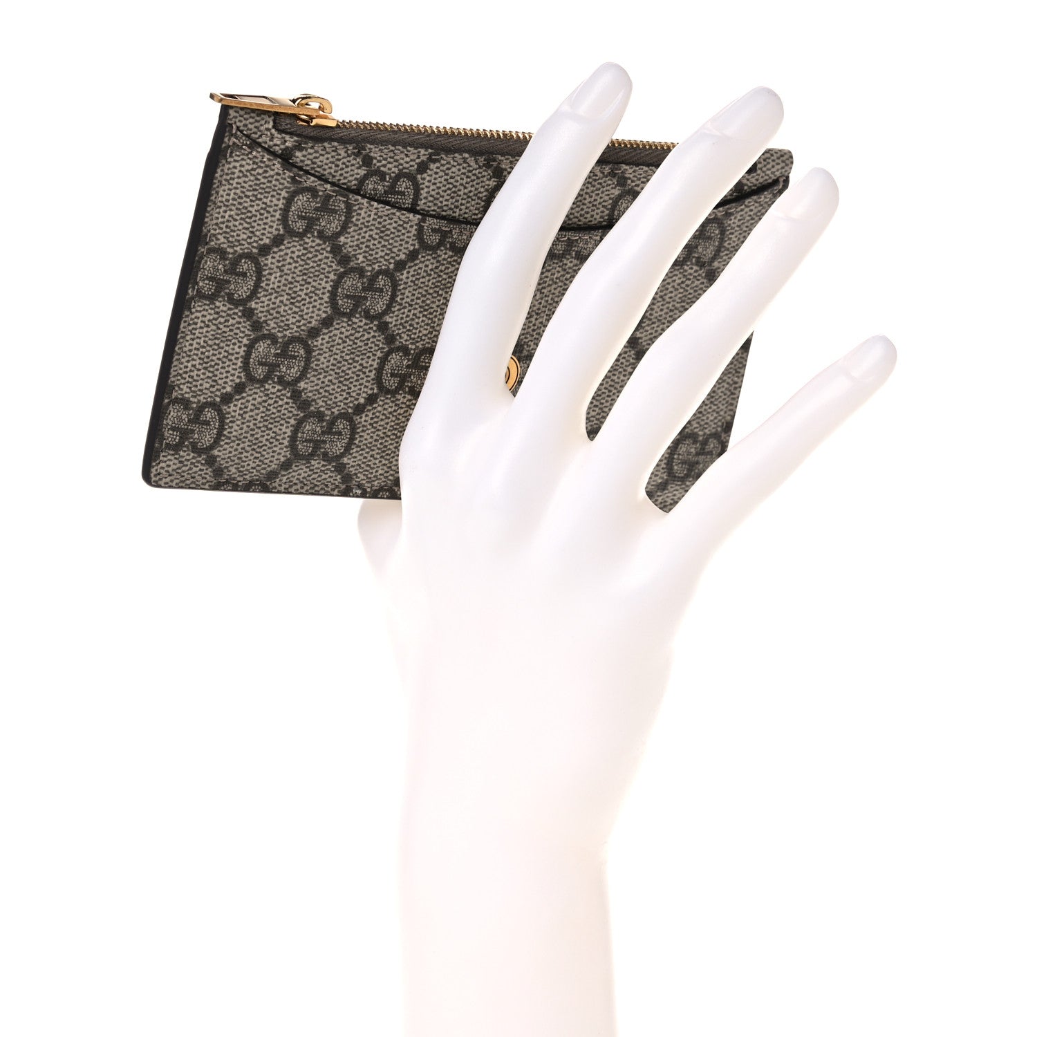Gucci X BALENCIAGA GG Supreme Monogram Zip Card Case Beige Ebony 2 of 8
