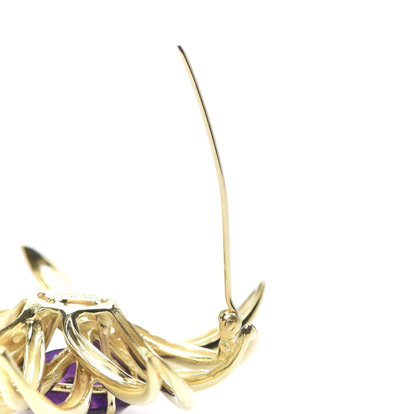 18K Yellow Gold Amethyst Fireworks Brooch Pin