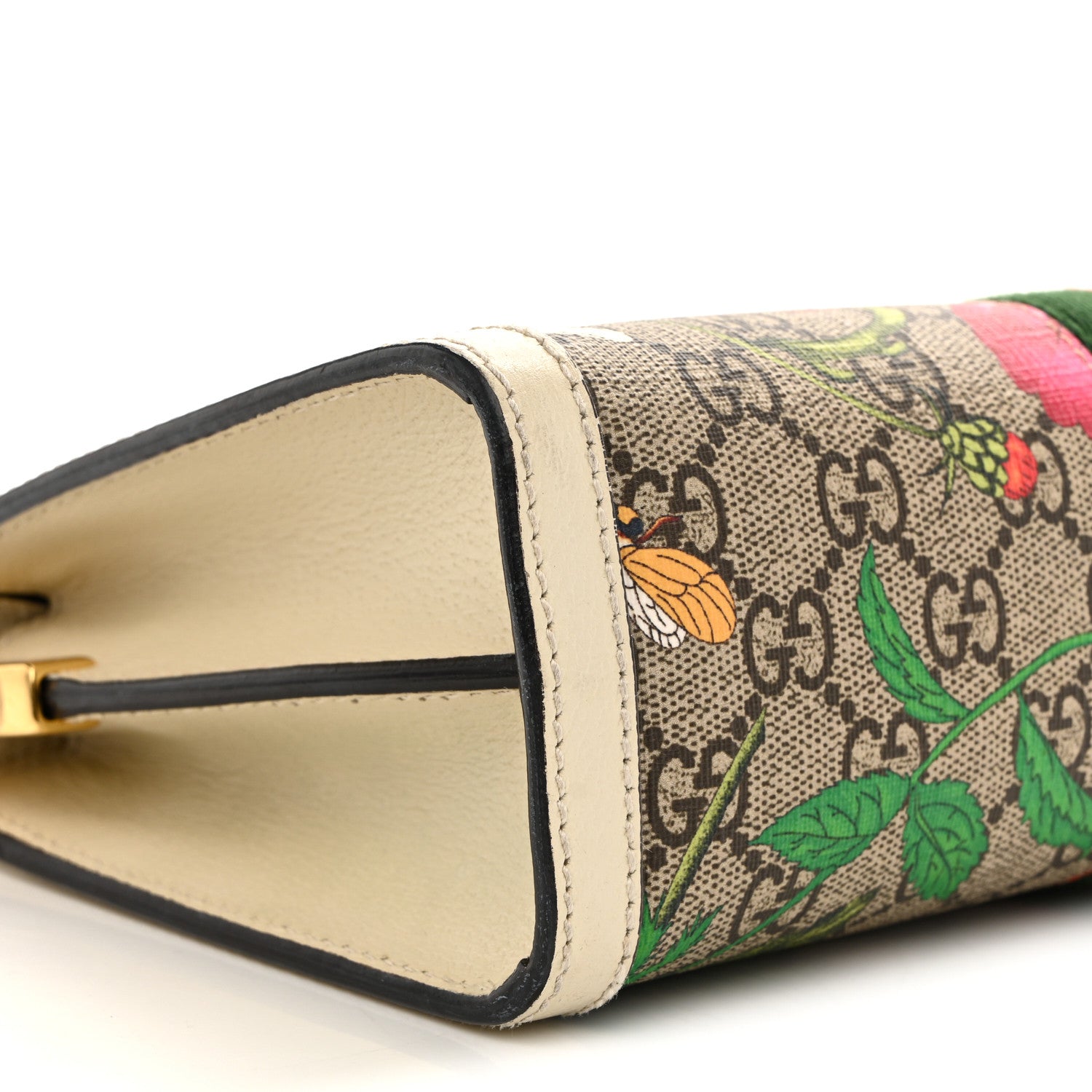 Gucci GG Supreme Monogram Flora Web Small Ophidia Chain Shoulder Bag White 10 of 14