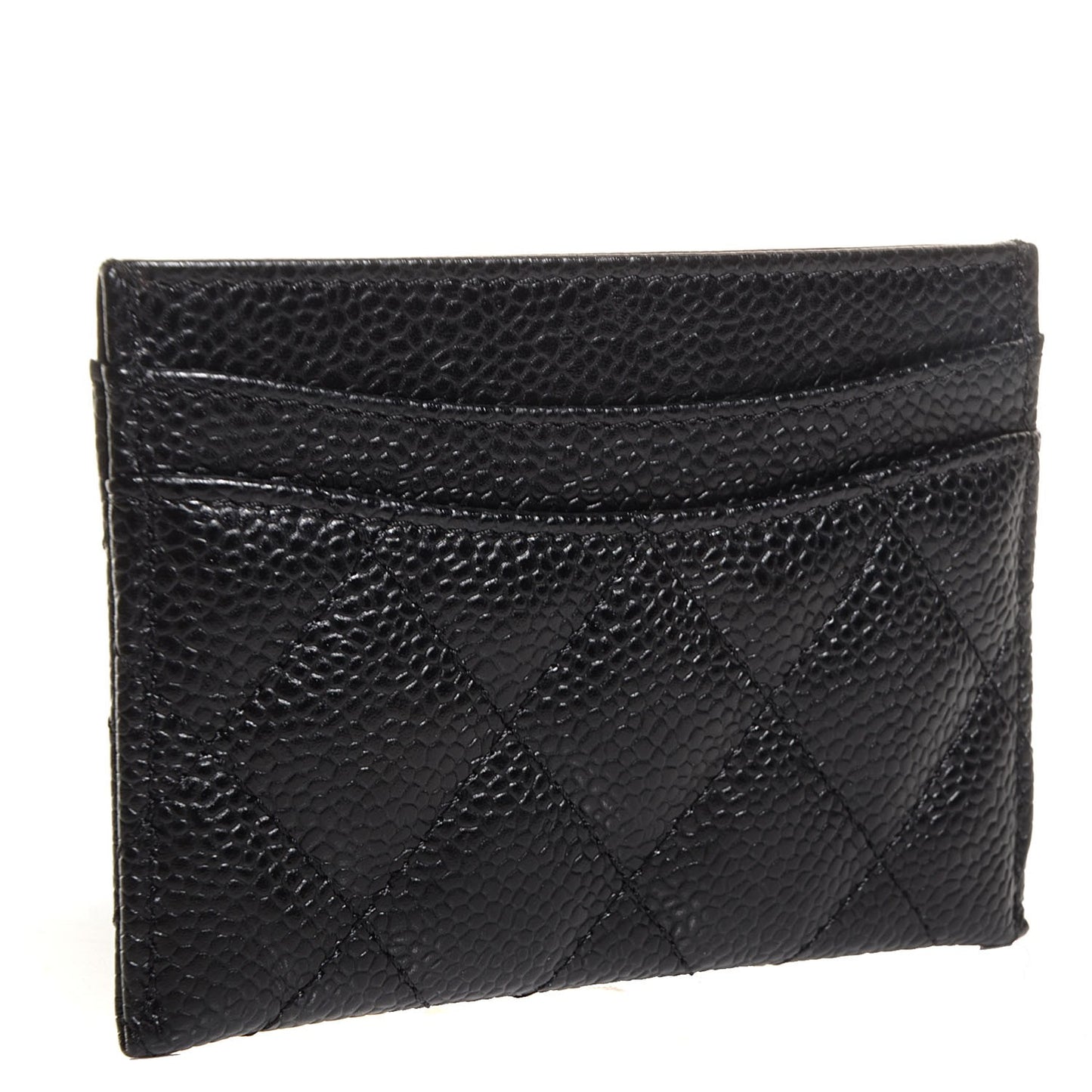 Caviar Quilted Card Holder Black