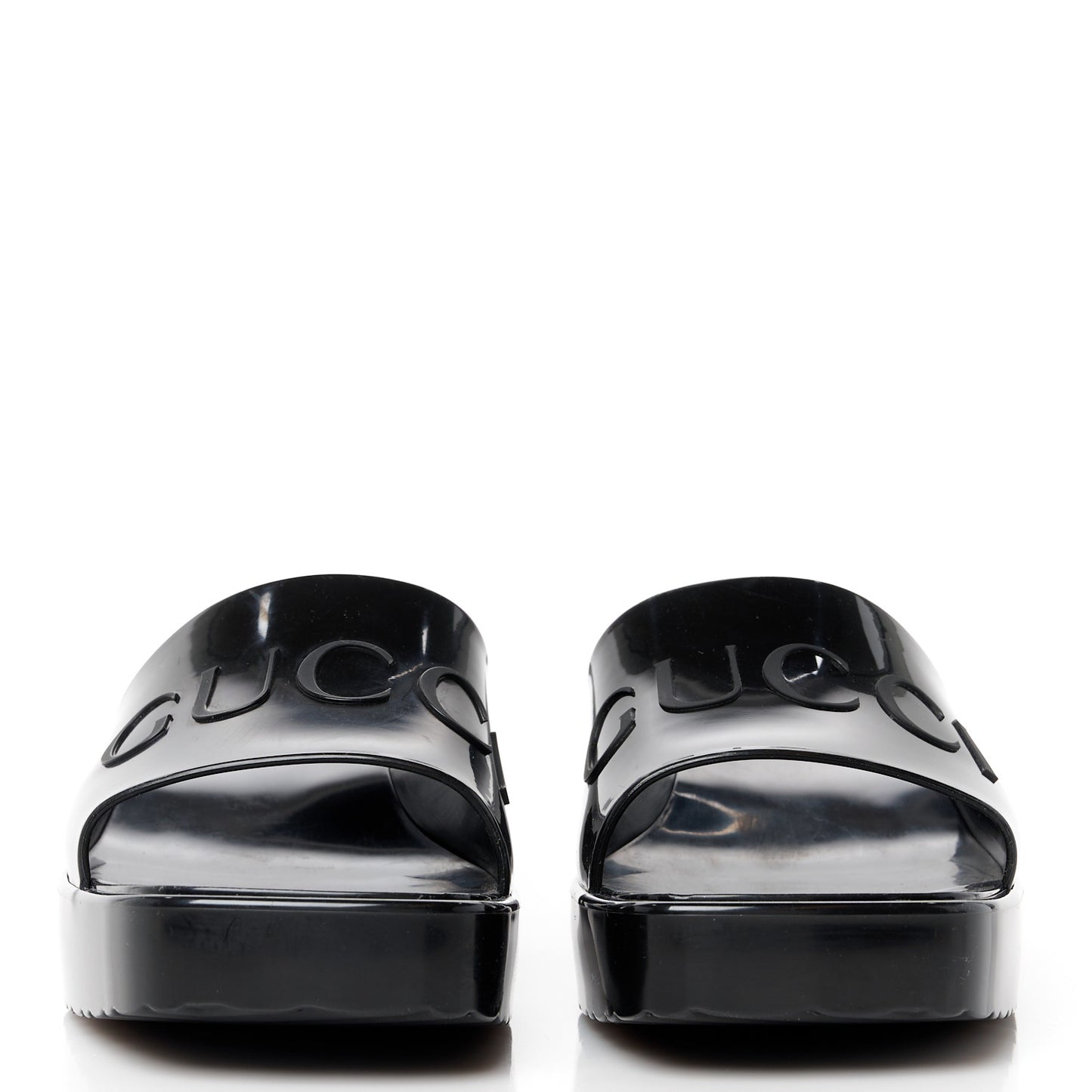 Rubber Gucci Logo Womens Platform 20/60mm Slide Sandals 38 Black