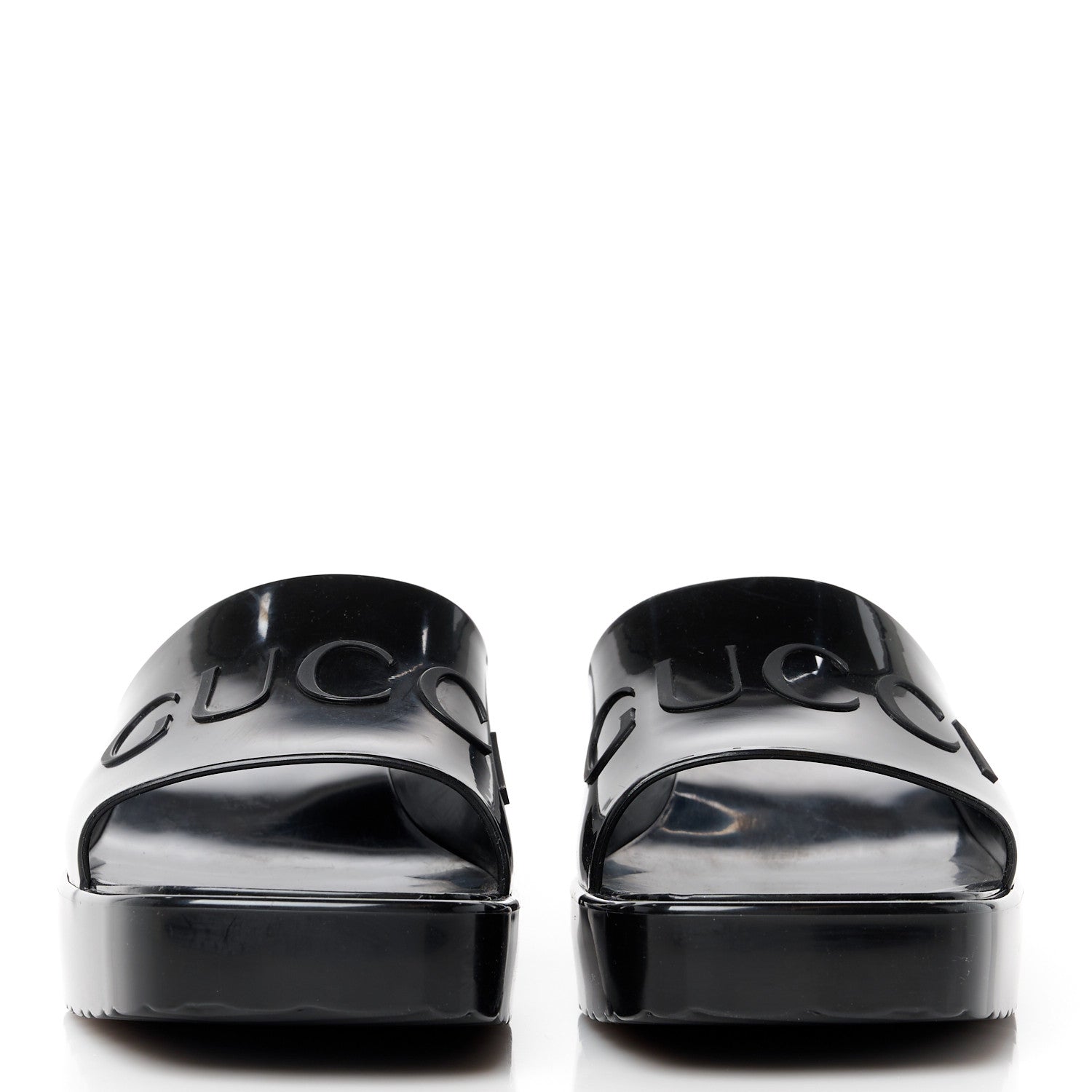 Gucci Rubber Gucci Logo Womens Platform 20/60mm Slide Sandals 38 Black 2 of 9