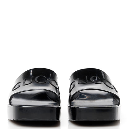 Gucci Rubber Gucci Logo Womens Platform 20/60mm Slide Sandals 38 Black 2 of 9