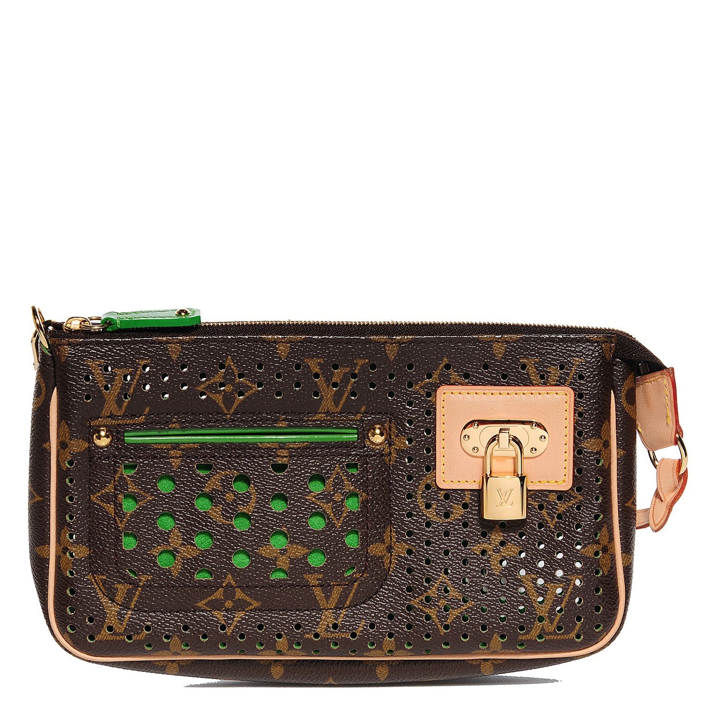 Monogram Perforated Pochette Accessories Bag Green
