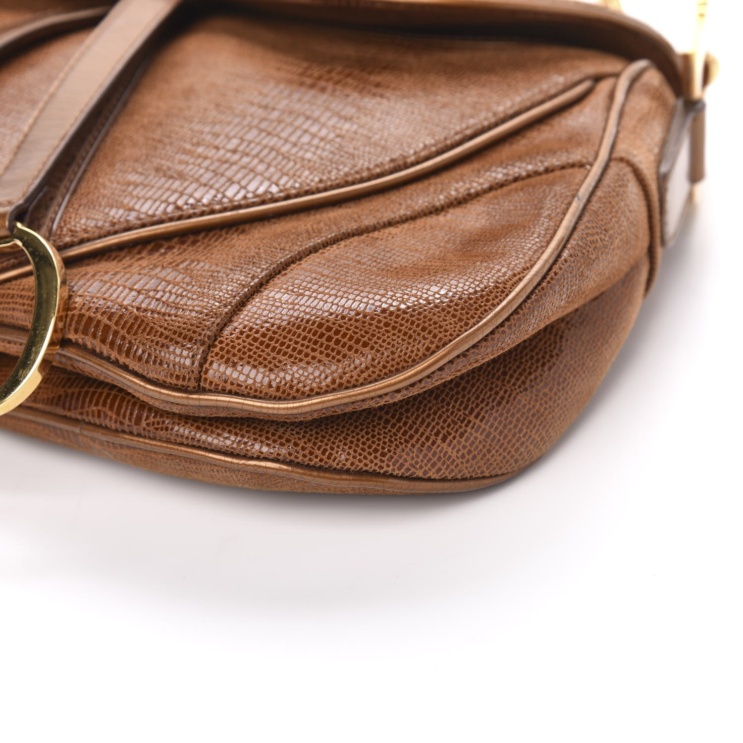 Christian Dior Lizard Double Saddle Bag Brown 9 of 10