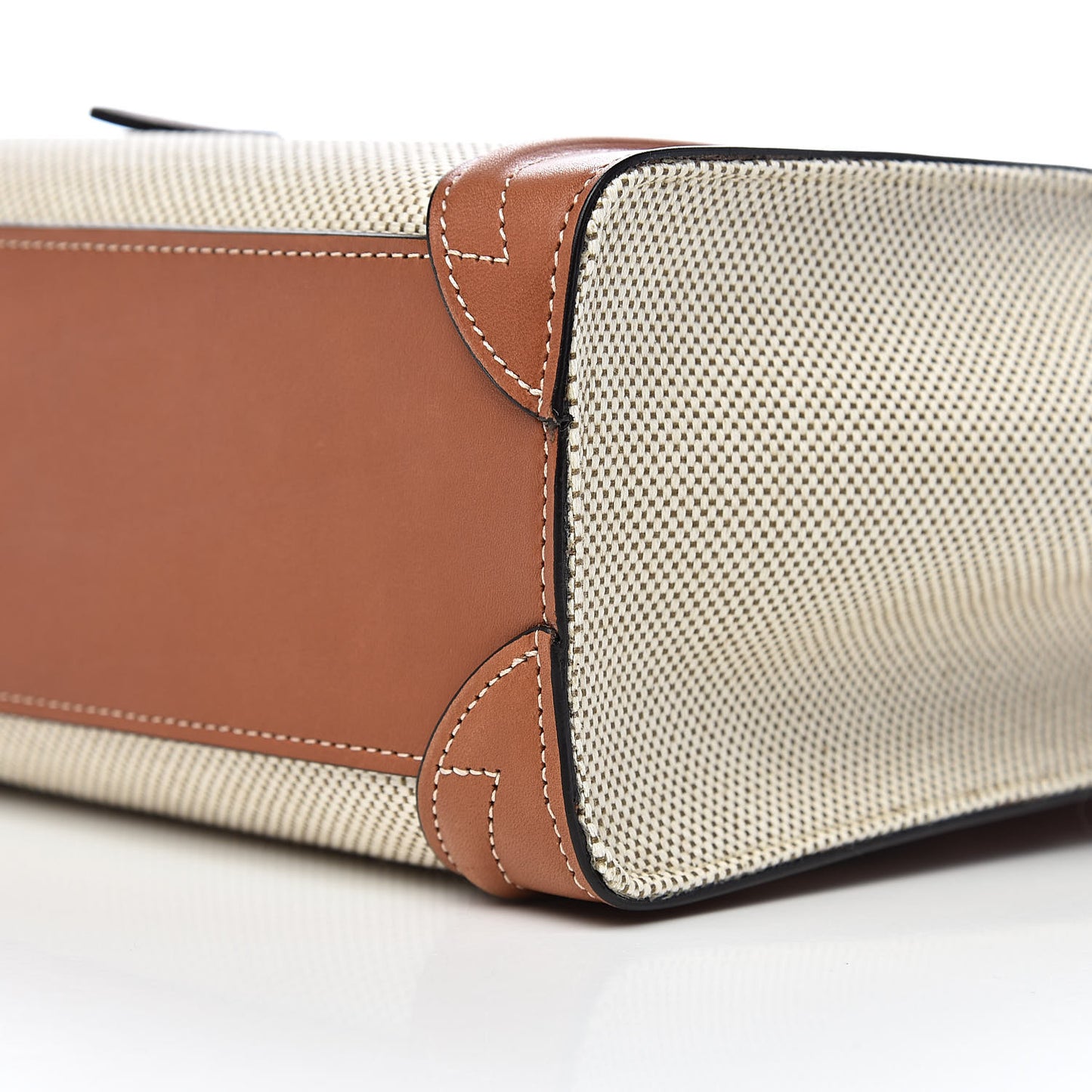 Textile Smooth Calfskin Nano Luggage Tan White