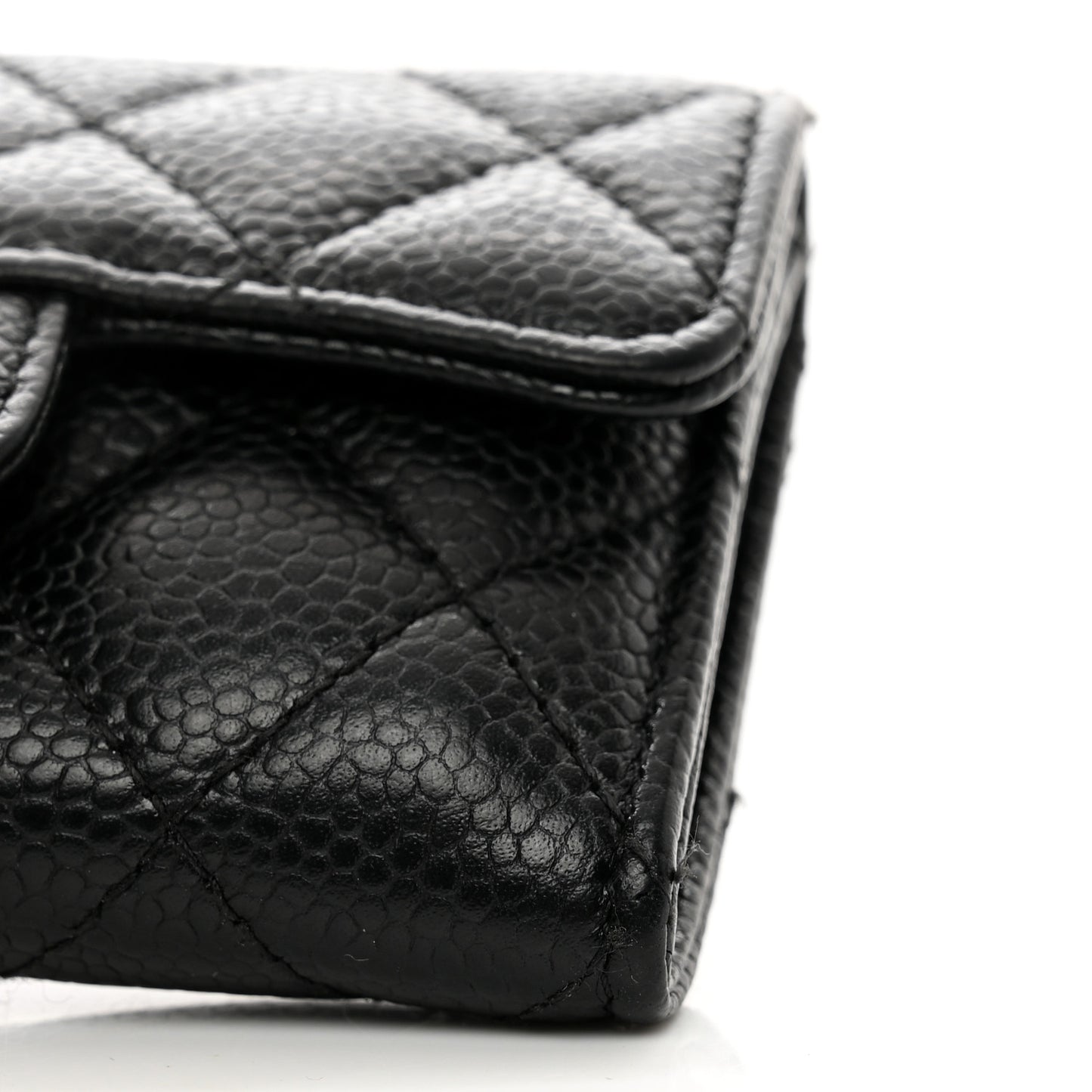 Caviar Quilted Flap Card Holder Black