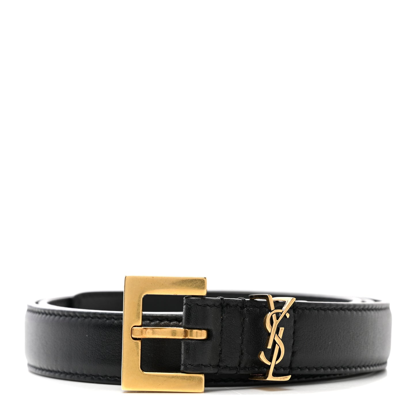 Calfskin Monogram Narrow Square Buckle Belt 75 30 Black