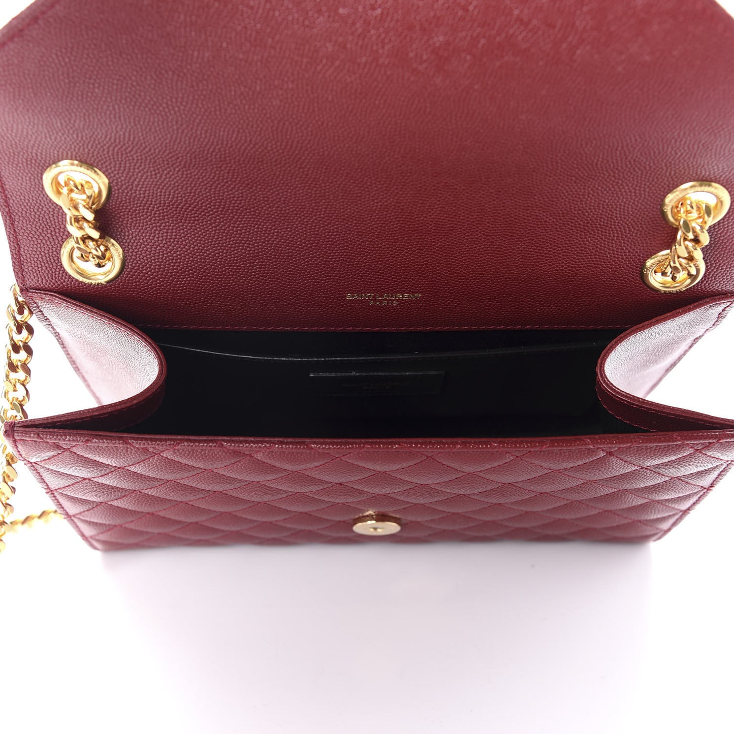 Grain De Poudre Textured Mixed Matelasse Triquilt Medium Monogram Satchel Oxblood