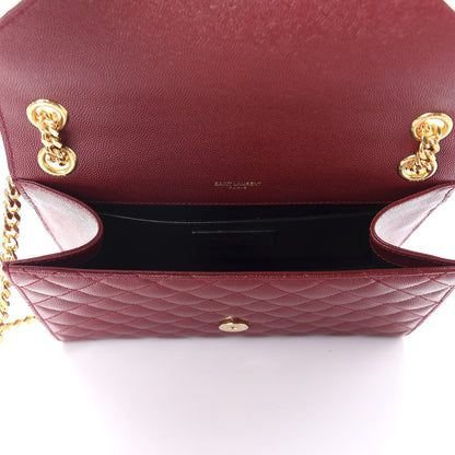 Saint Laurent Grain De Poudre Textured Mixed Matelasse Triquilt Medium Monogram Satchel Oxblood 5 of 10