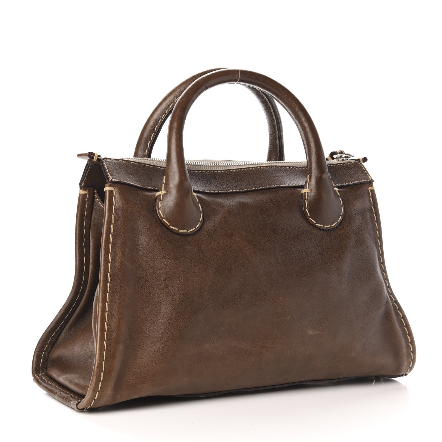Chloe Calfskin Edith Satchel Brown 3 of 13