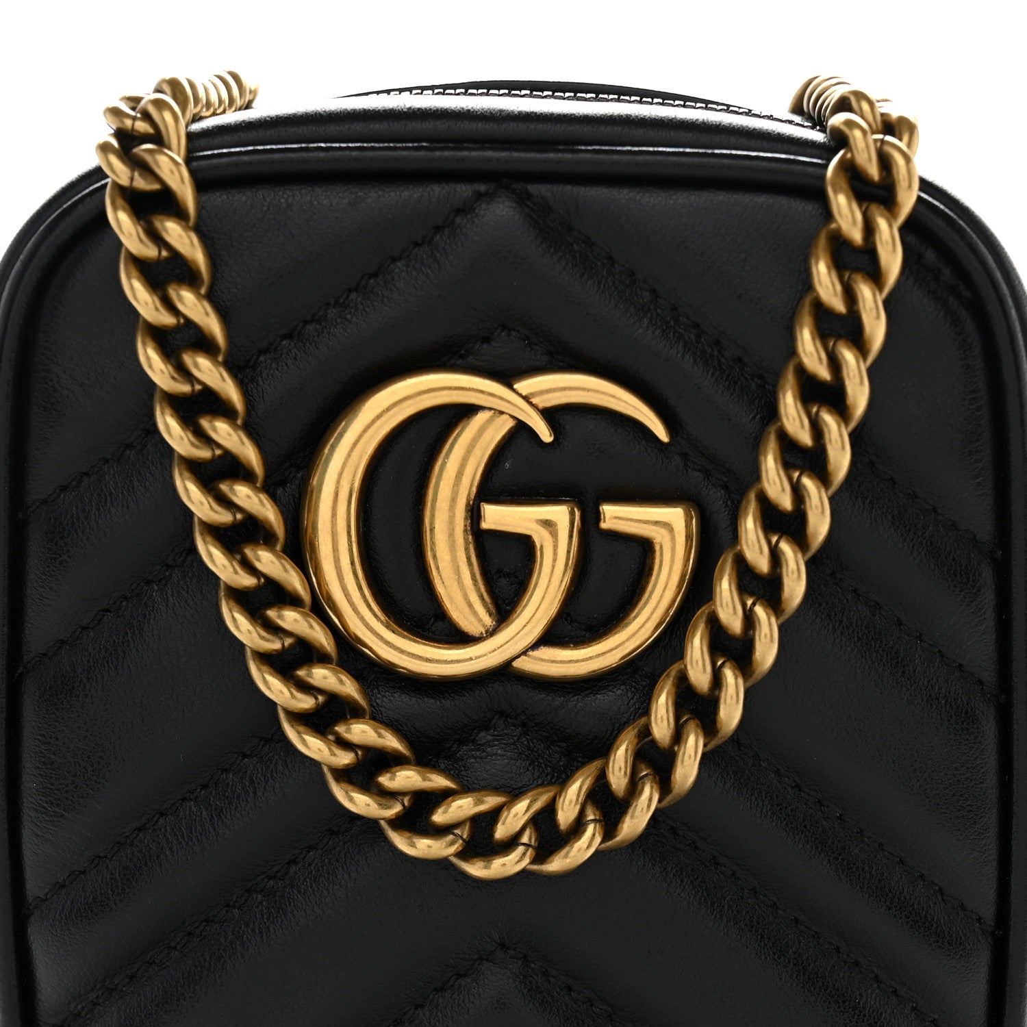 Gucci Calfskin Matelasse Mini GG Marmont Crossbody Bag Black 8 of 12