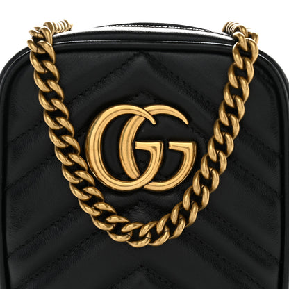 Gucci Calfskin Matelasse Mini GG Marmont Crossbody Bag Black 8 of 12