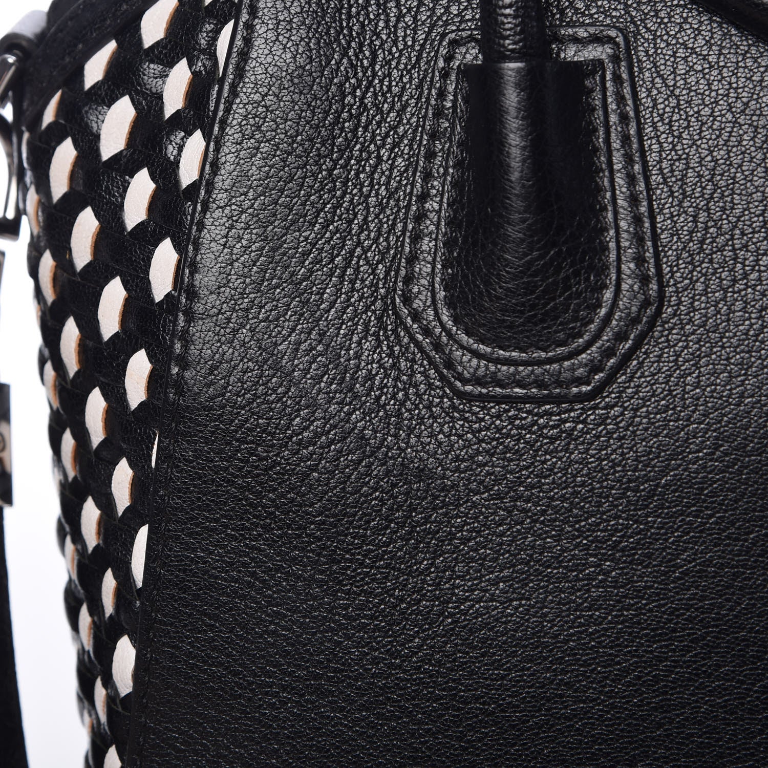 Givenchy Sugar Goatskin Woven Small Antigona Black White 8 of 14