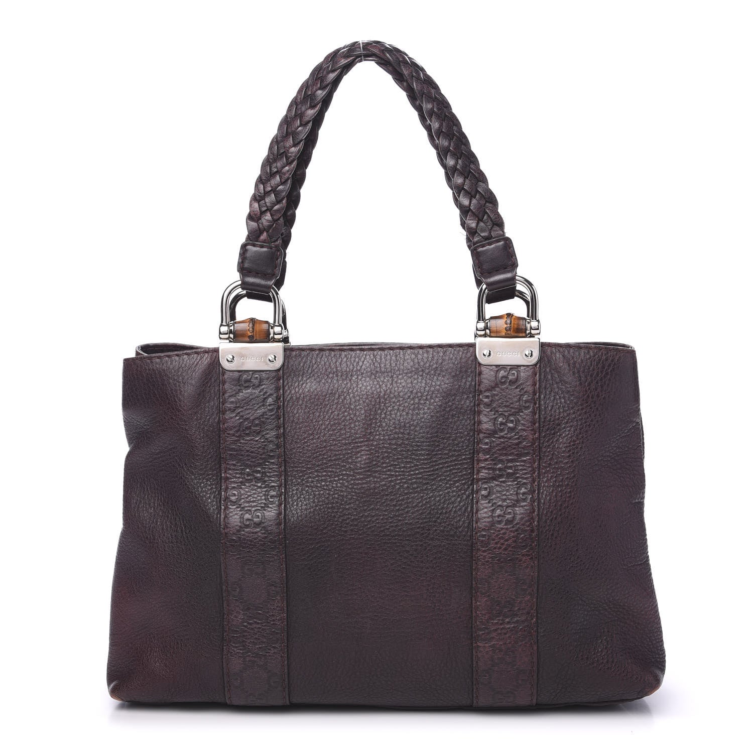 Gucci Calfskin Medium Bamboo Bar Tote Bag Dark Brown 1 of 12