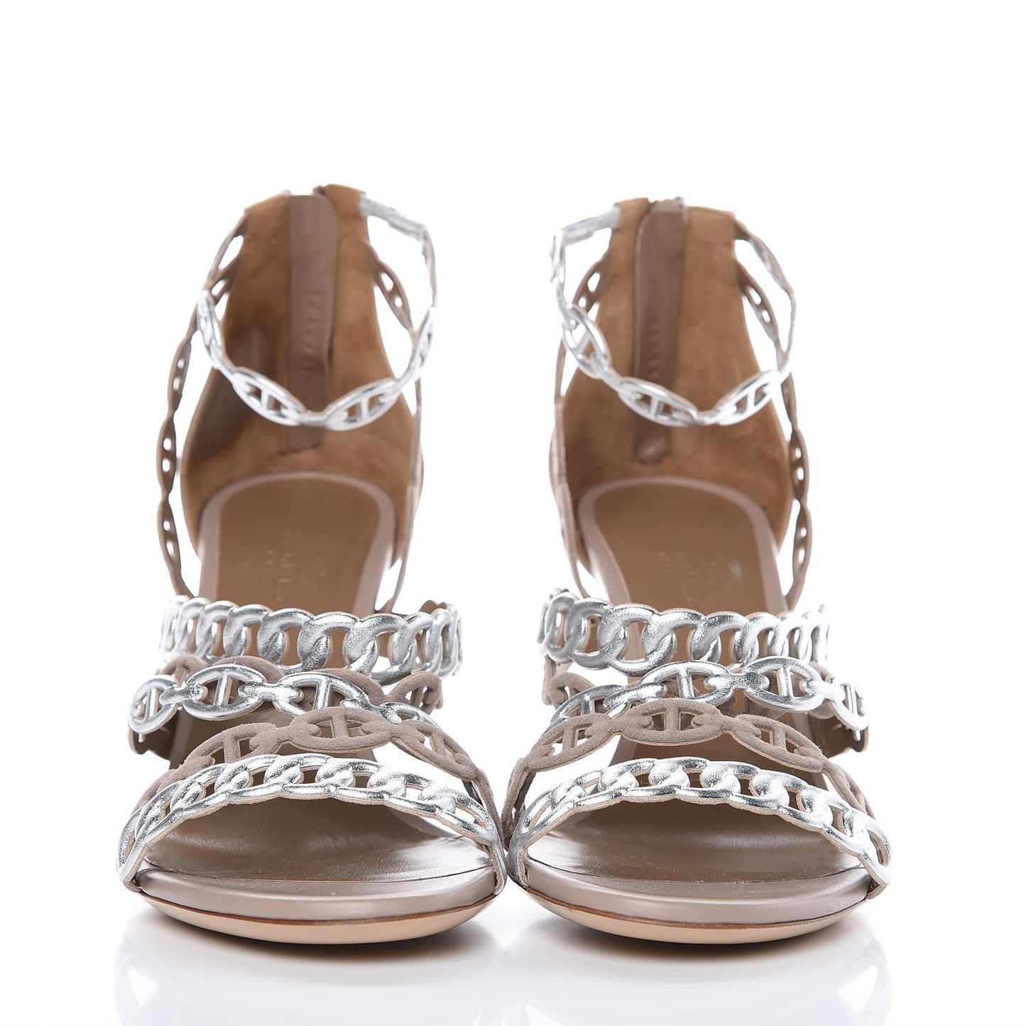 Goatskin Suede Romy Sandals 38 Beige Argent
