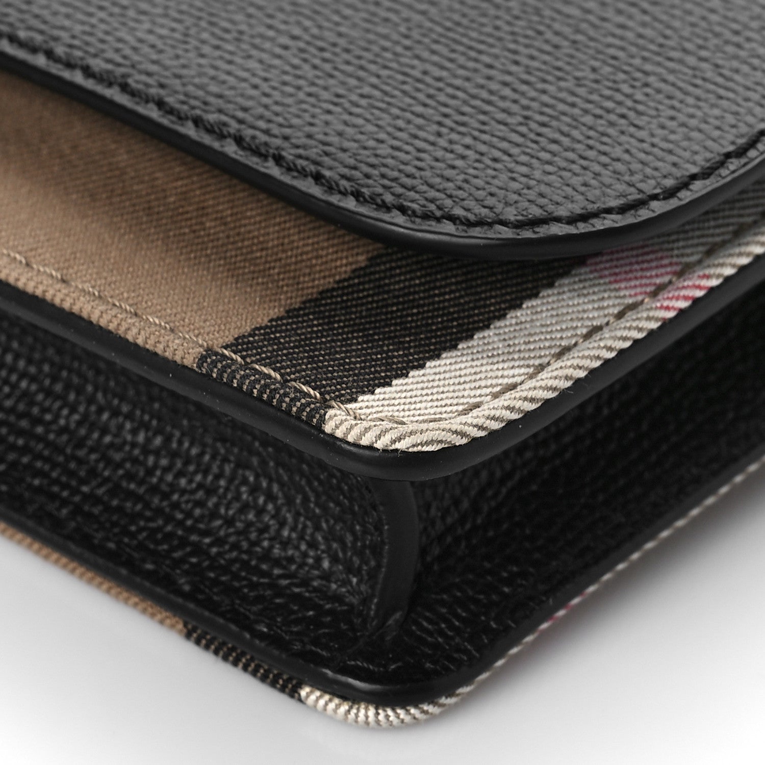Burberry Grained Calfskin House Check Tartan Mix Hampshire Wallet On Chain Black 8 of 8