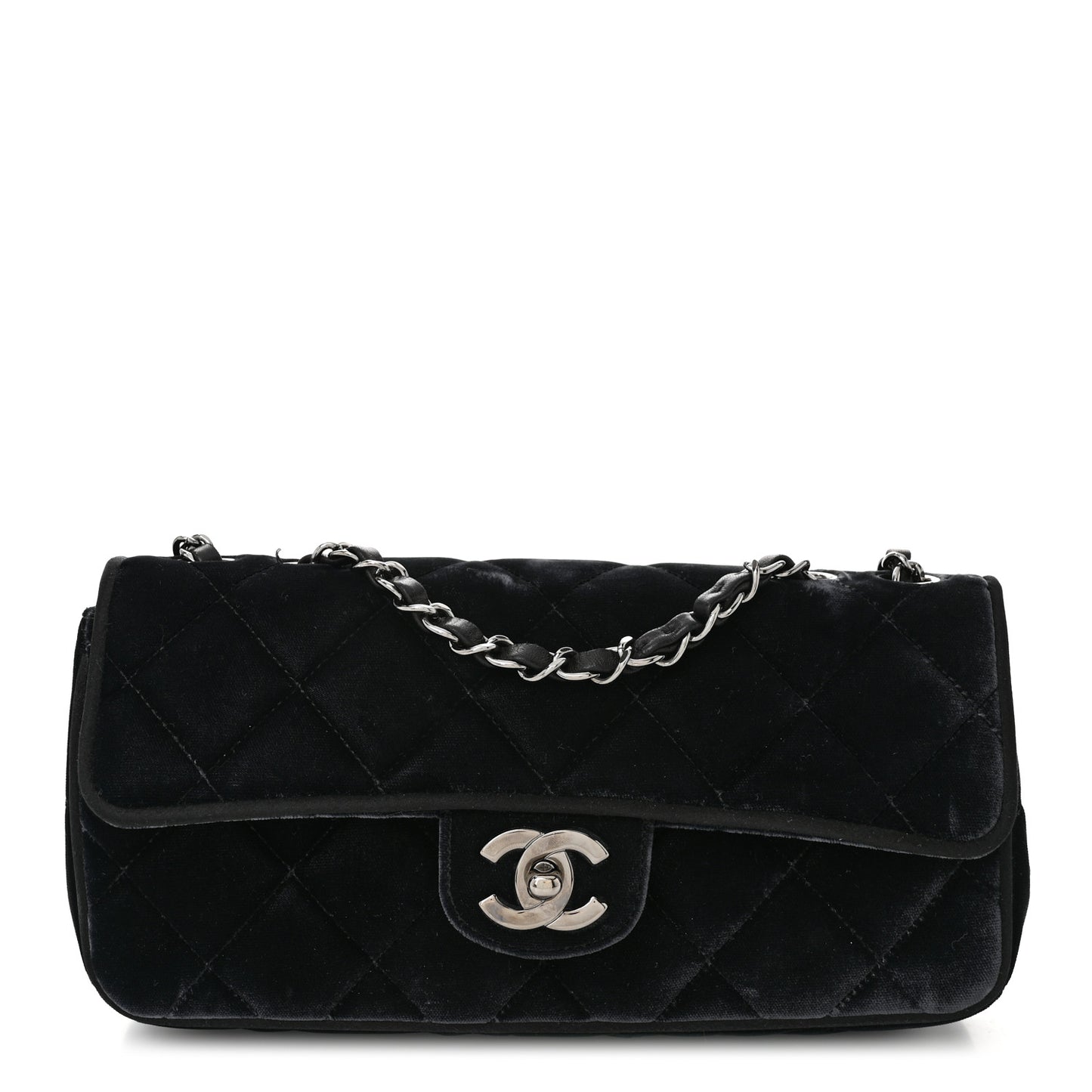 Velvet Quilted East West Flap Black
