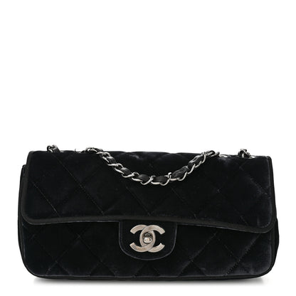 Chanel Velvet Quilted East West Flap Black 1 of 11