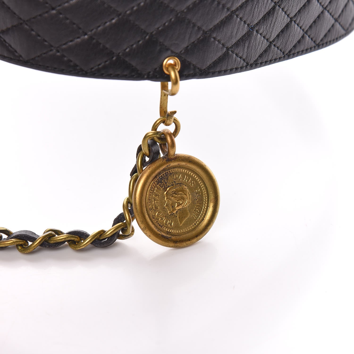 Chanel Calfskin Quilted CC Chain 31 Rue Cambon Medallion Belt 70 28 Black 7 of 8