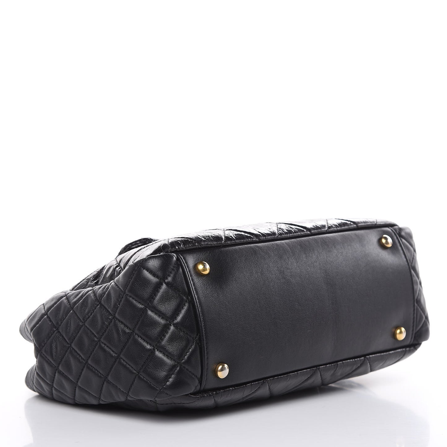 Glazed Crinkled Calfskin Medium East West Flap Black