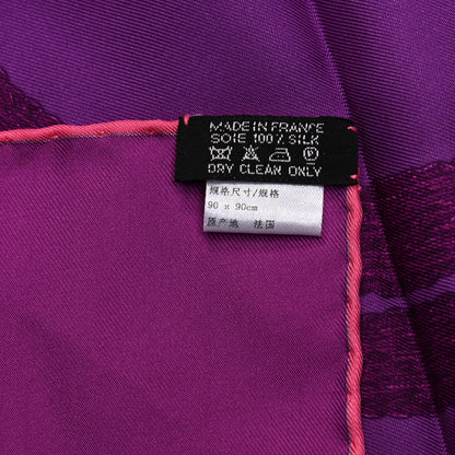 Hermes Silk Brides De Gala Brode Scarf 90 Fuchsia Violet Framboise 4 of 4