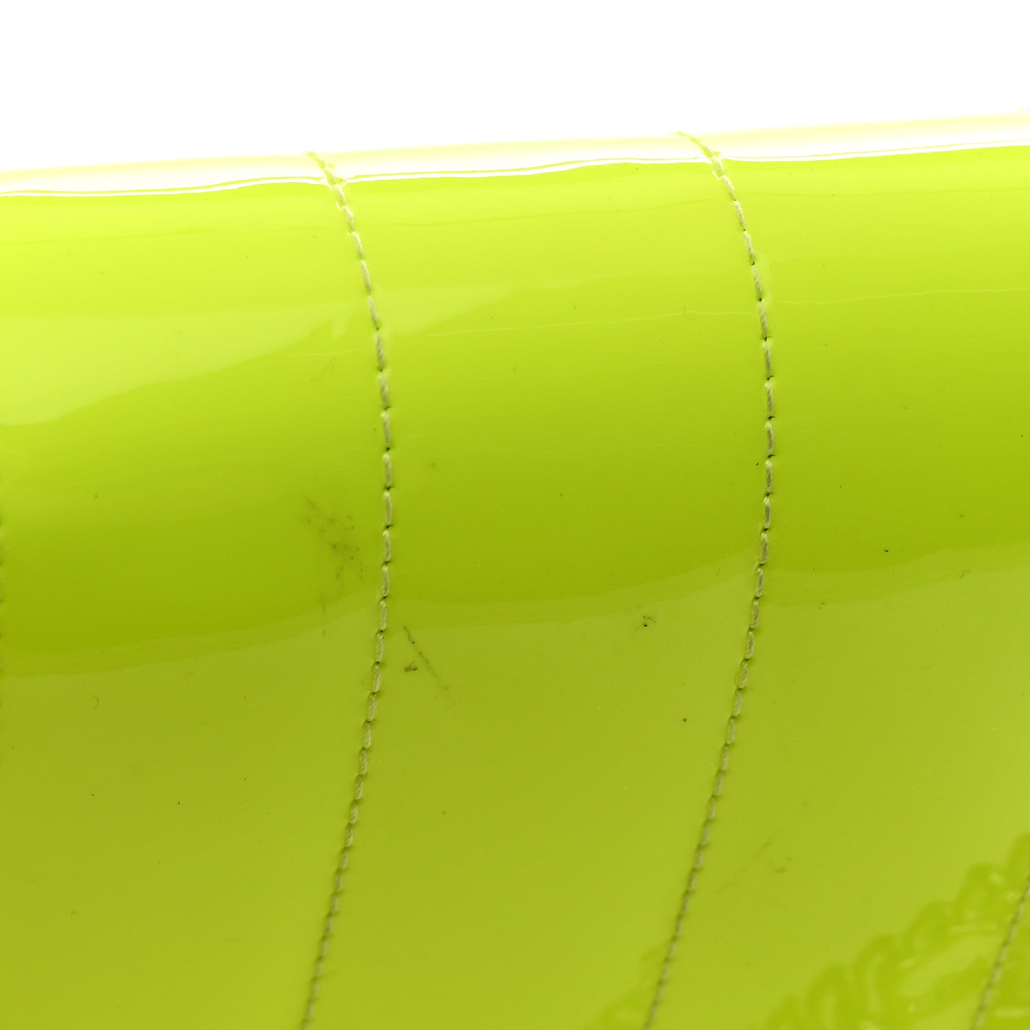 Saint Laurent Patent Calfskin Matelasse Monogram Vicky Chain Wallet Neon Yellow 16 of 18