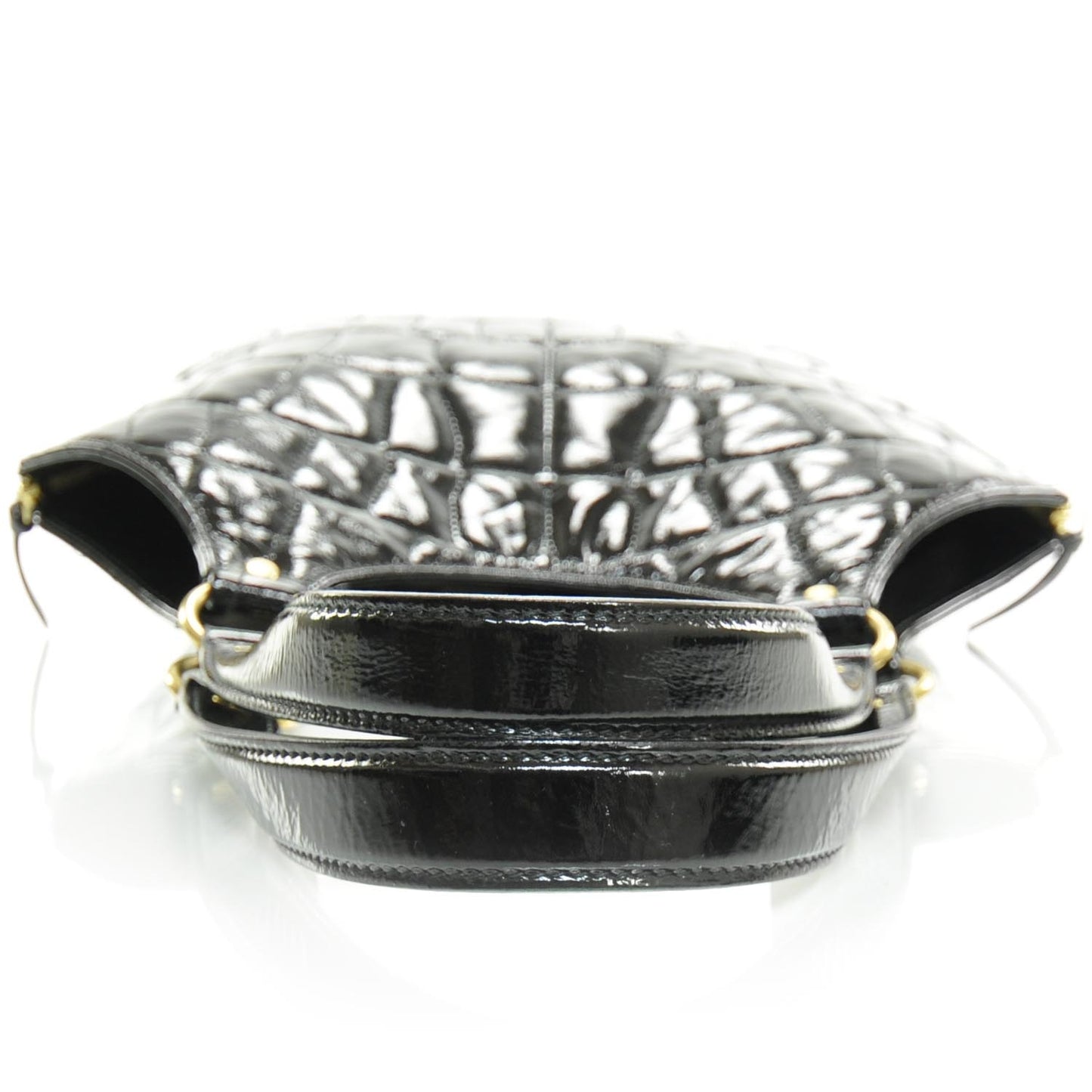 Patent Crocodile Embossed Tribute Tote Black