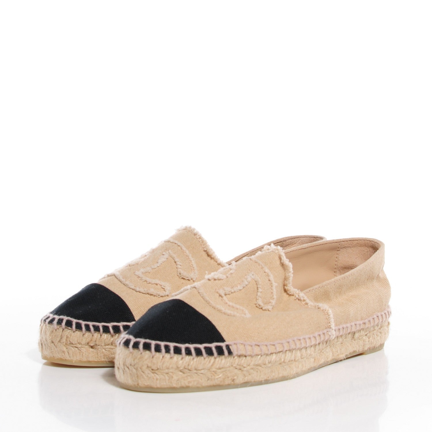 Chanel Toile CC Espadrilles 36 Beige Black 3 of 7