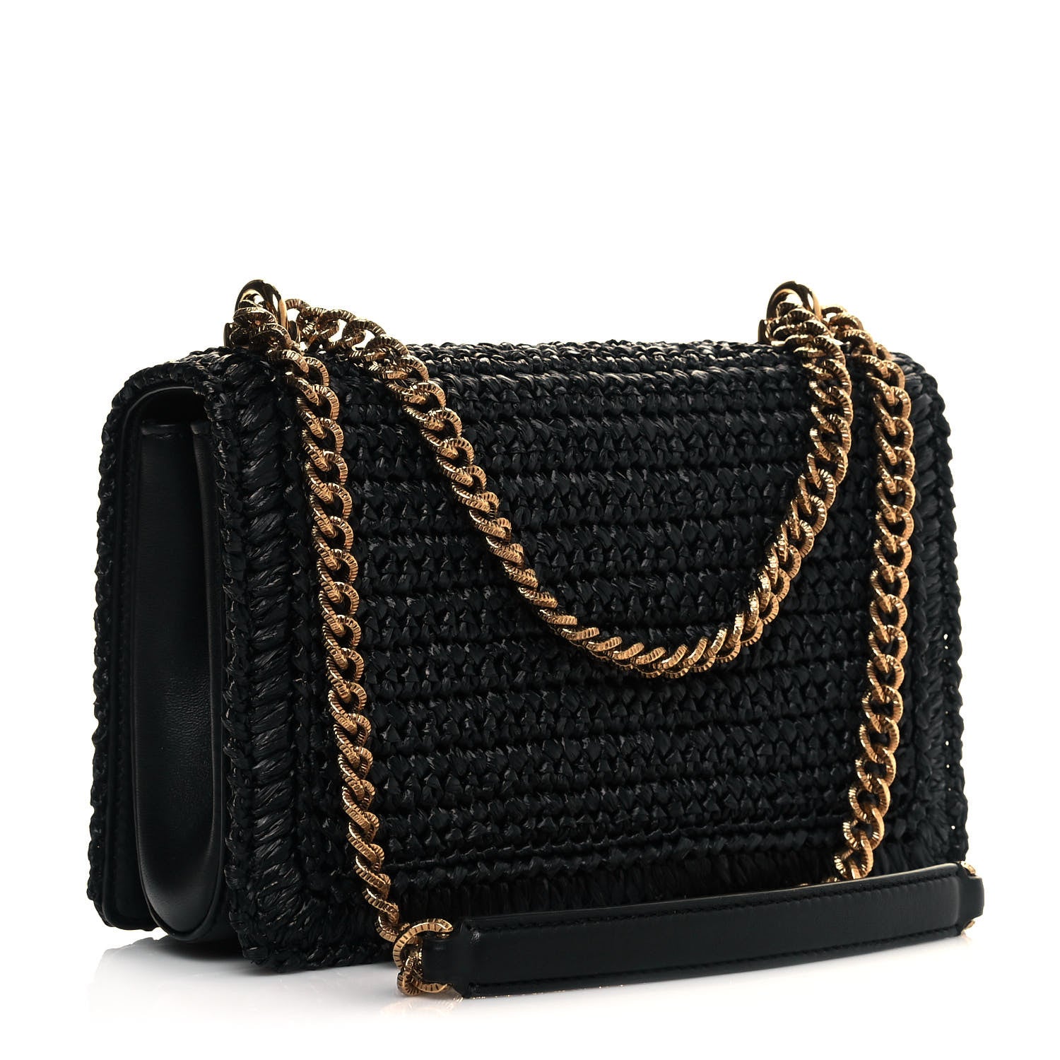 Dolce & Gabbana Raffia Medium Devotion Crossbody Bag Black 4 of 11