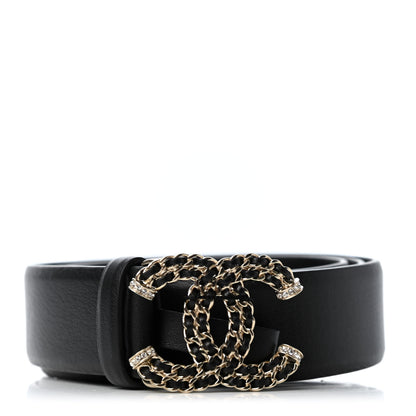 Chanel Calfskin Crystal CC Chain Belt 85 34 Black 1 of 5