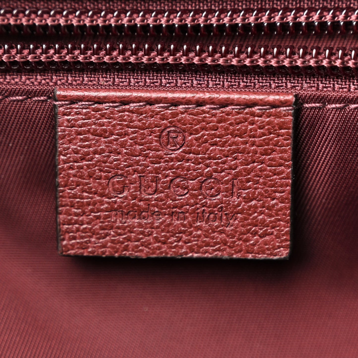 GG Monogram Script Logo Large Double Pocket Backpack Sahara Rubino Bordeaux