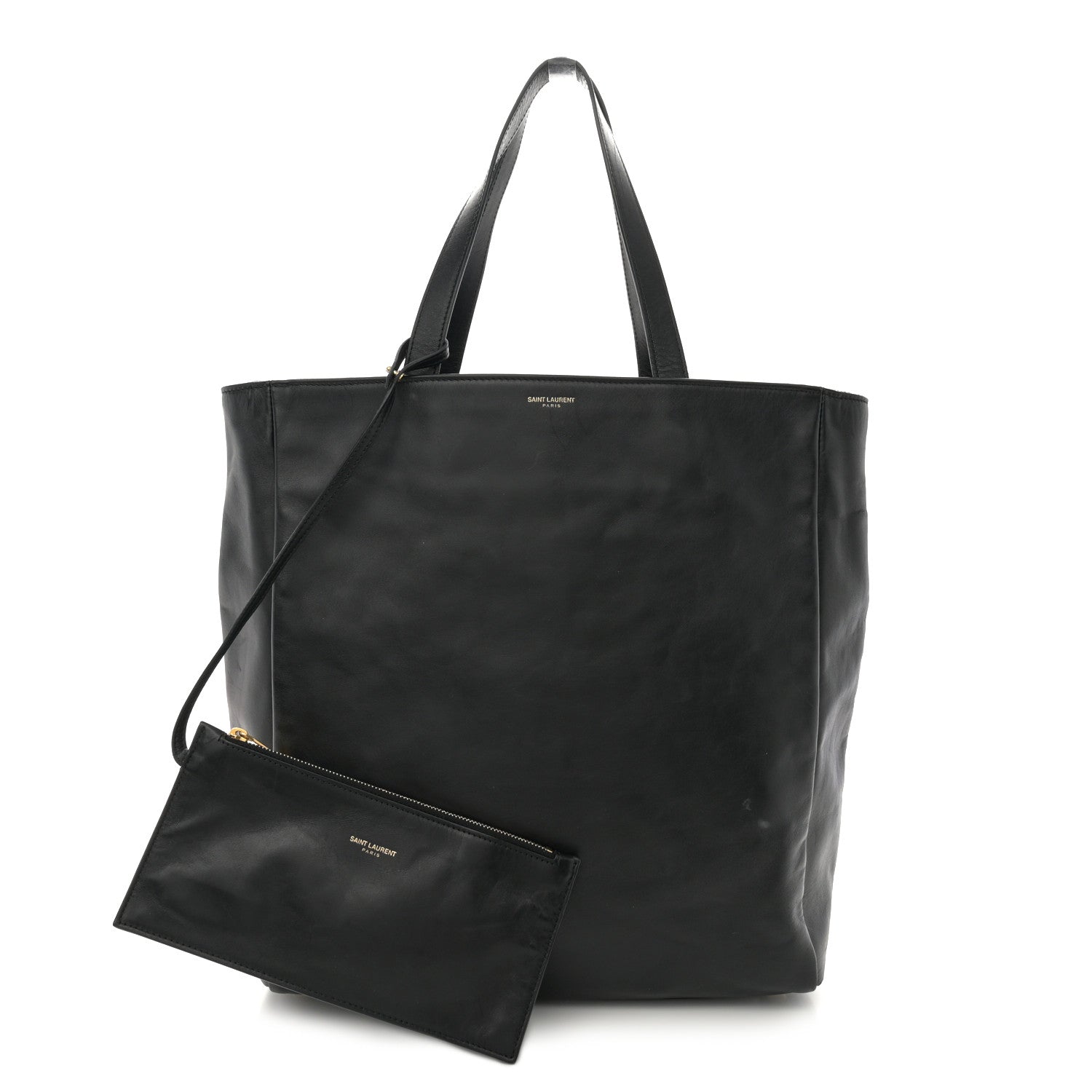 Saint Laurent Calfskin Suede North South Reversible Shopping Tote Black 3 of 16
