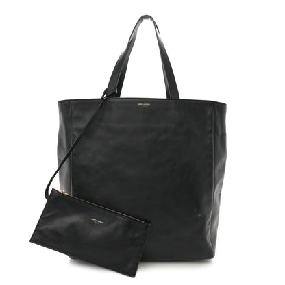 Saint Laurent Calfskin Suede North South Reversible Shopping Tote Black 3 of 16