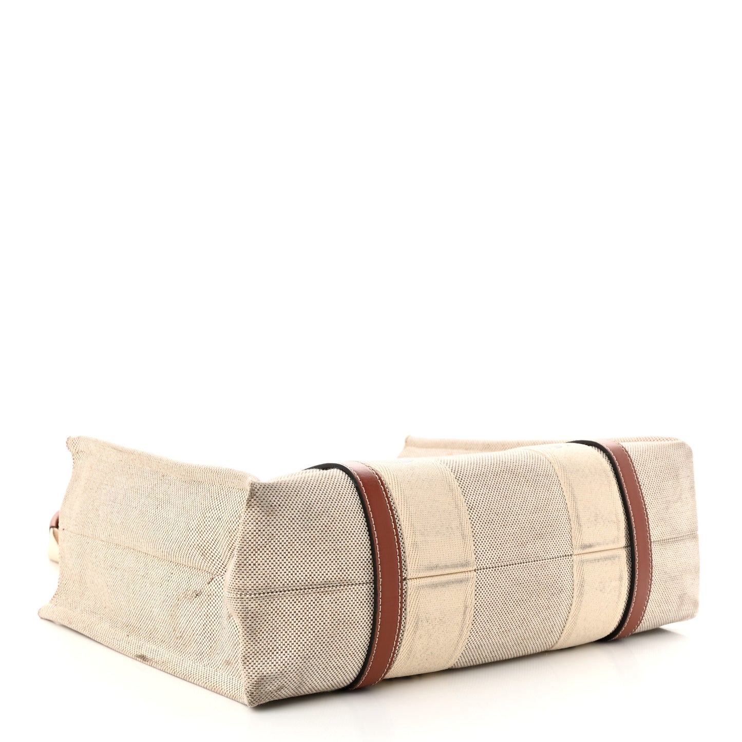 Cotton Calfskin Medium Woody Ribbon Tote White Brown