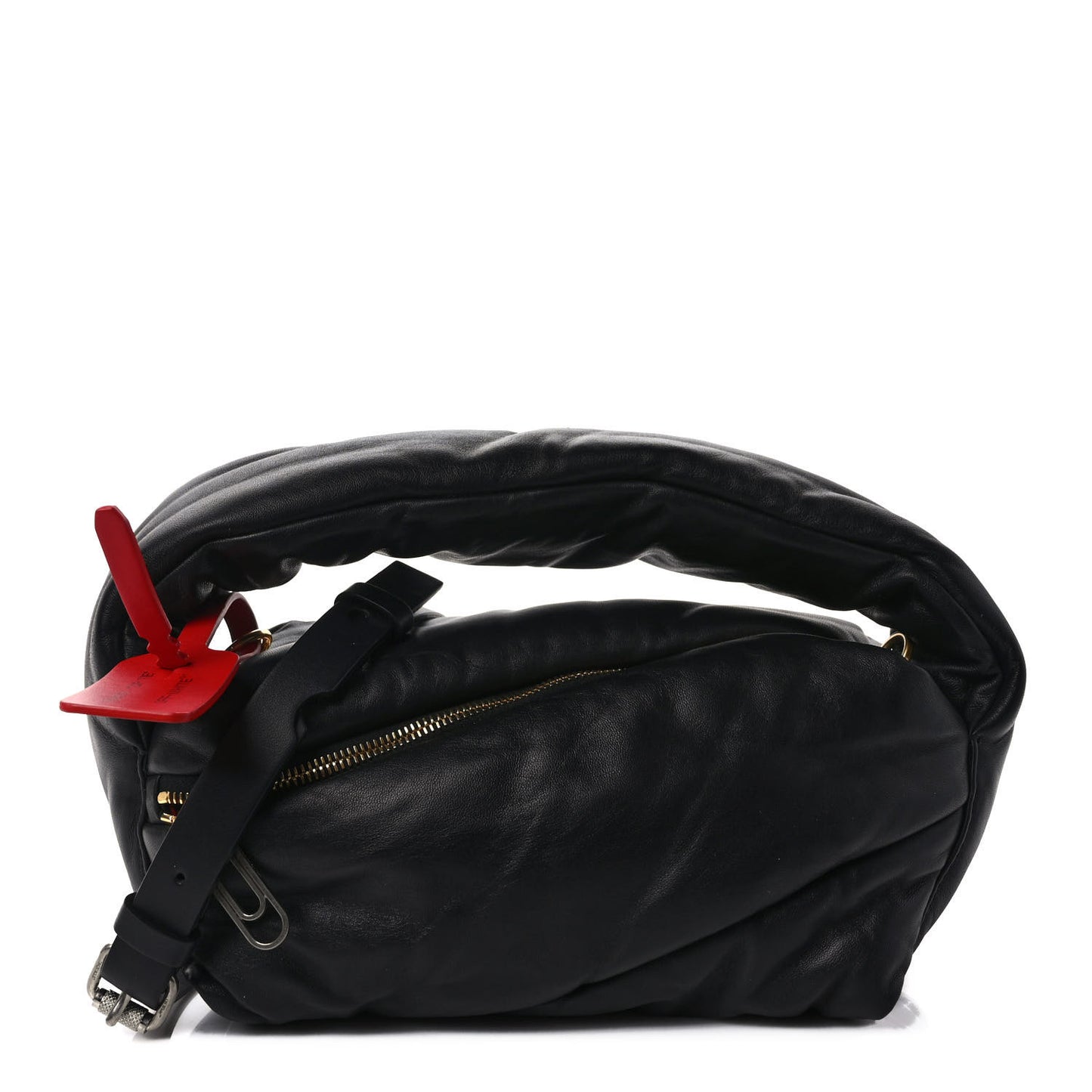 Calfskin Puffy Pump Pouch Crossbody Bag Black